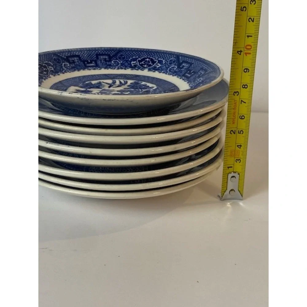 9 Willow Ware Blue Willow Saucers MIXED MAKERS Transferware Underglaze 6 Inch